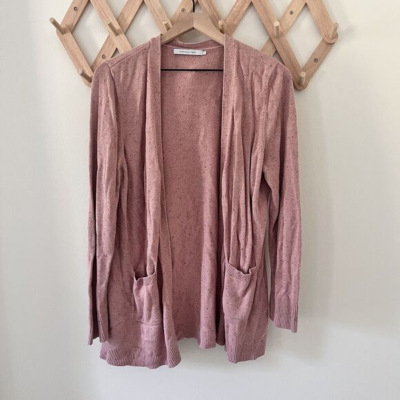 Stitches And Stripes Sweaters - Stitches And Stripes Revolve Long Line Pink Mauve Speckled Cardigan Pockets- XXL